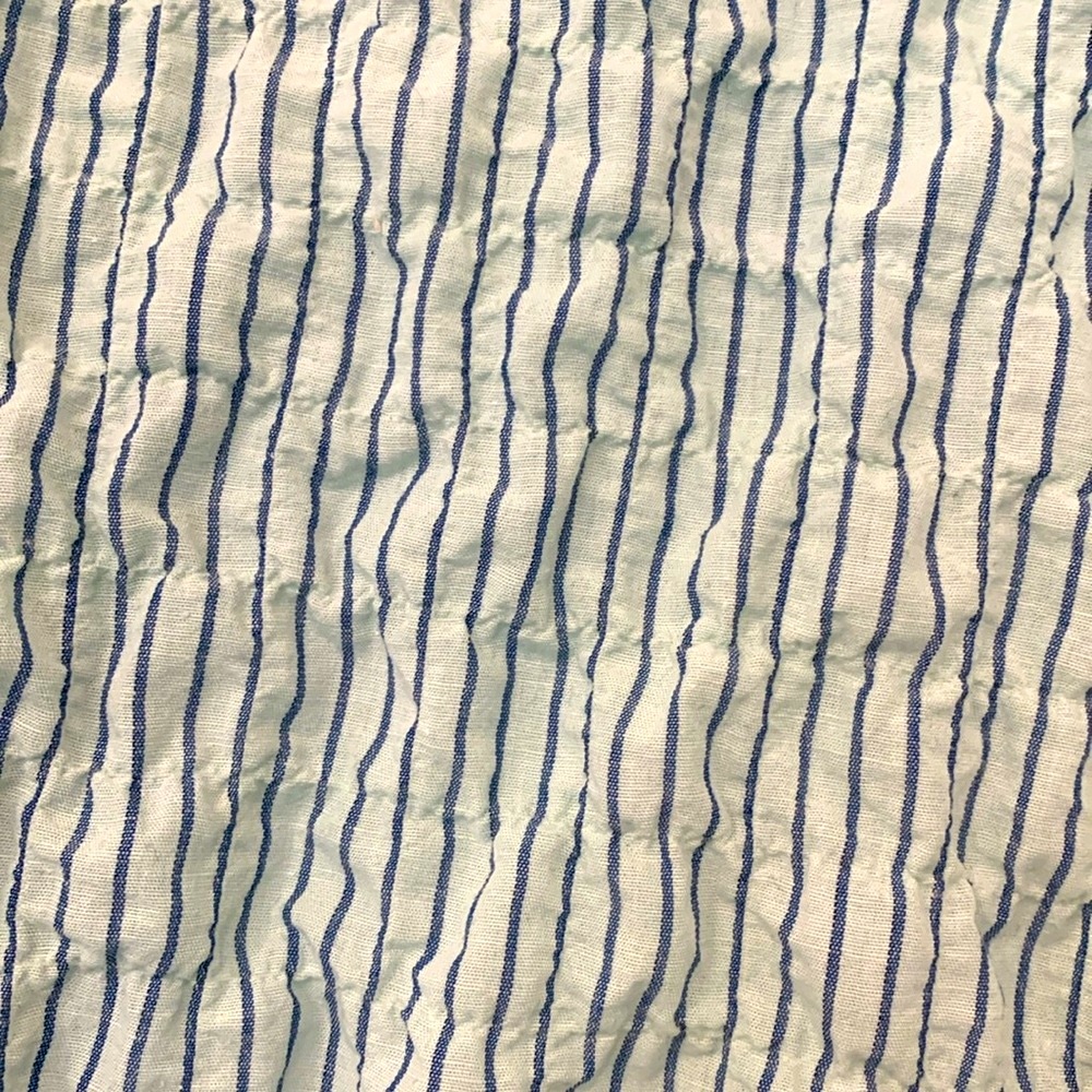 cut loose sz M Crinkled Aqua Striped Top lagenlook layers made in USA Coastal - Picture 3 of 6
